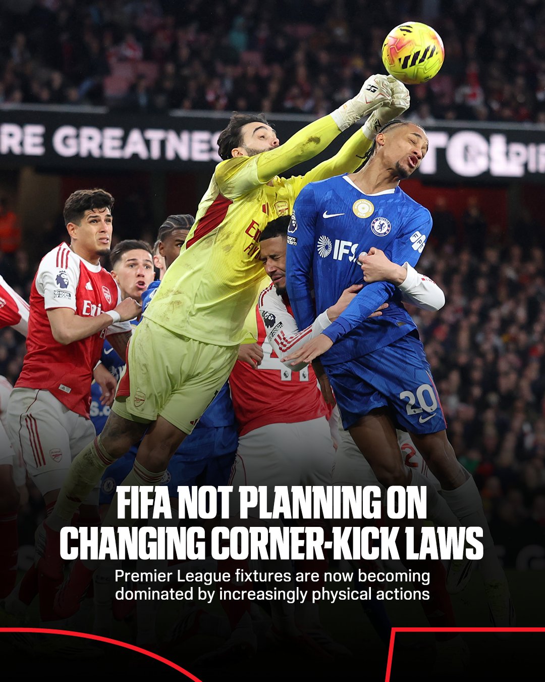 比分网-ESPN：FIFA没有出台新规限制角球推搡，认为目前情况并不严重